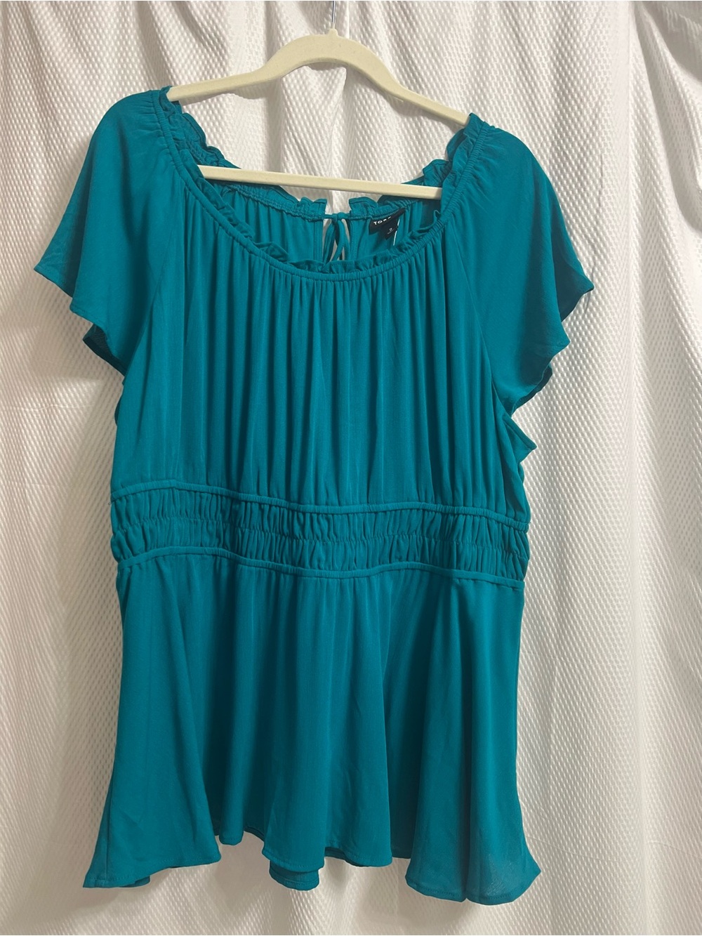 NWT Torrid Babydoll Gauze Top Size 2 (18/20) Teal Blue Boho Peplum